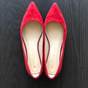 Red suede flats size 4